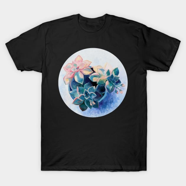 Pastel Succulents - an oil painting on canvas T-Shirt by micklyn